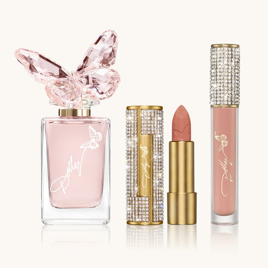 Rose Bundle: Scent From Above Eau de Toilette, Rosebud lipstick, Rose Petal Lip Gloss